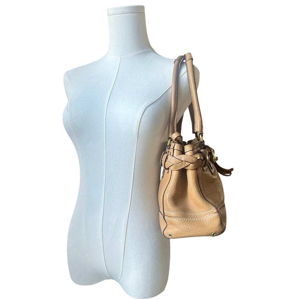 Coach Vintage Hamptons Tan Braided Pebble Leather Satchel Bag Carryall Purse - Picture 5 of 14